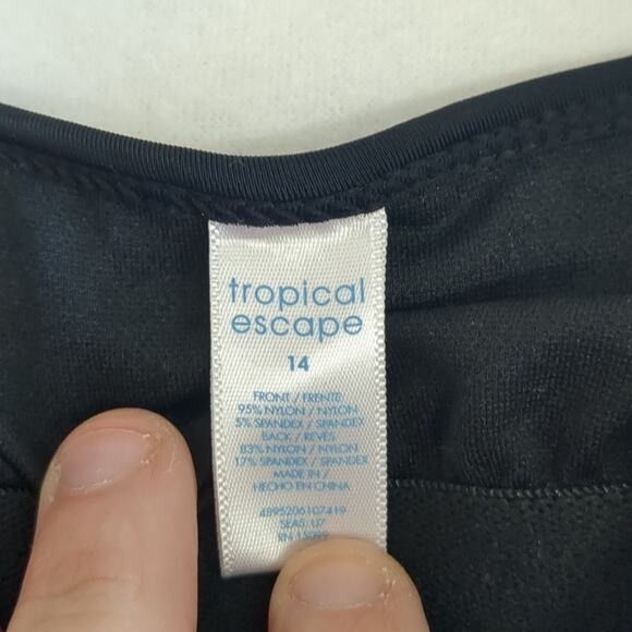 Tropical Escape bright geometric pattern tankini and skort set size 14 - Picture 3 of 5